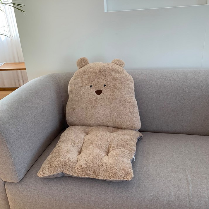 곰돌이 분리형 의자 등받이 방석 쿠션