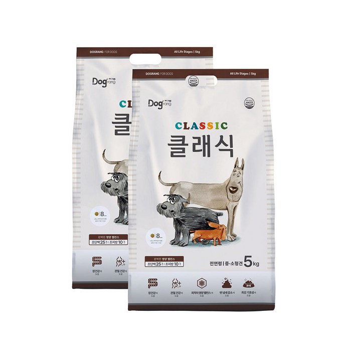 도그랑 전연령 중소형견 클래식 건식사료, 닭, 5kg, 2개