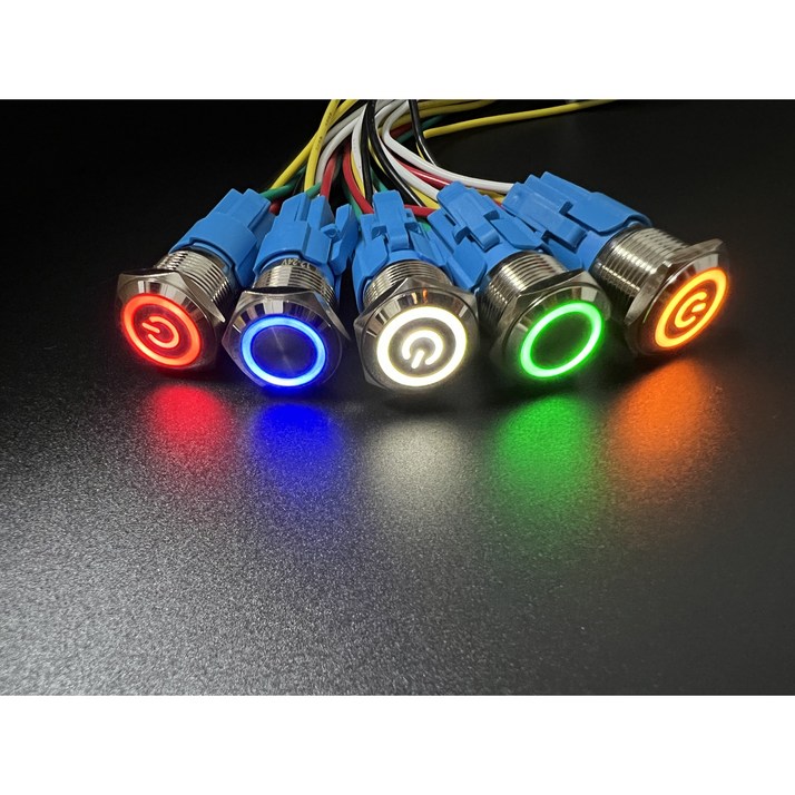 AC 220V 12161922 파이 LED 크롬 스위치 푸쉬락버튼  방수스위치