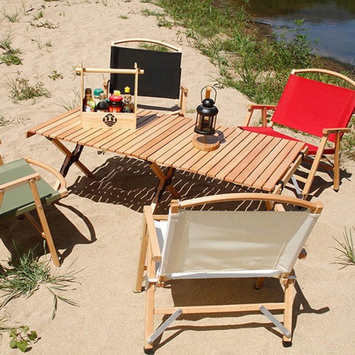 캠핑 우드롤테이블 감성테이블 휴대 접이식 원목 캠핑테이블 소형 중형 대형 블랙롤테이블, 아이보리