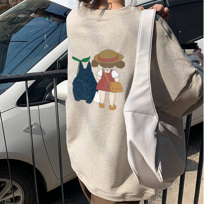 여성 오버핏 캐주얼 캐릭터 긴팔 티셔츠 루즈핏 봄 가성비 맨투맨