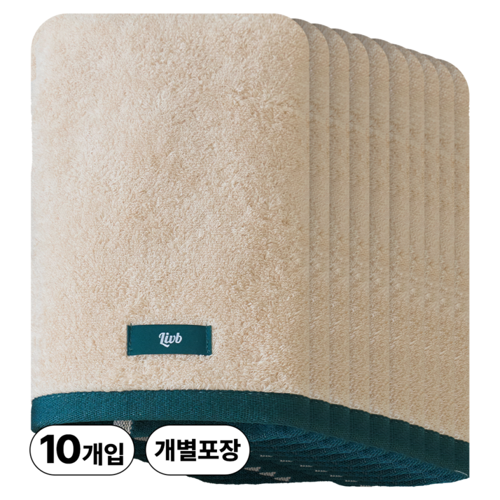 리브비 40수 코마사 호텔 수건 럭스 타월, 아이보리, 10개