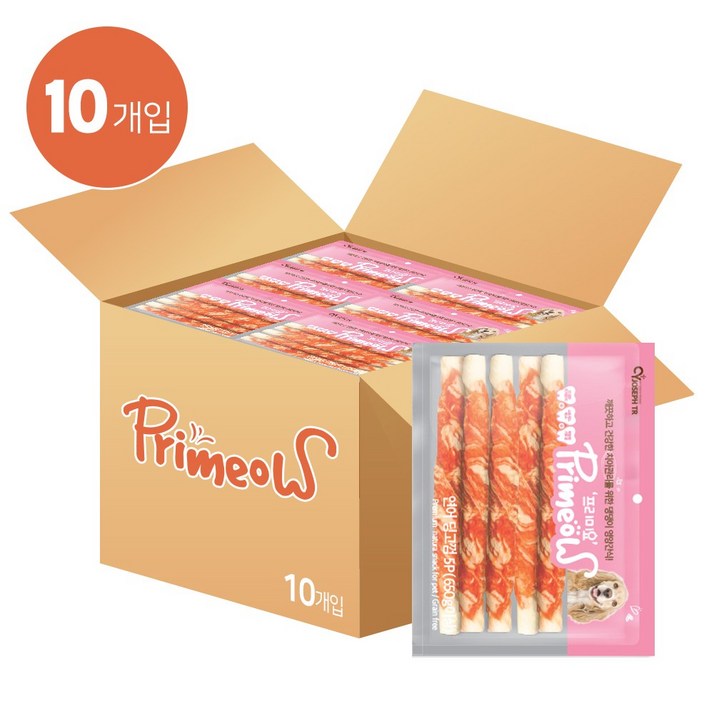 프리미요 딩고껌 10인치대형견 5p, 연어, 650g, 10개