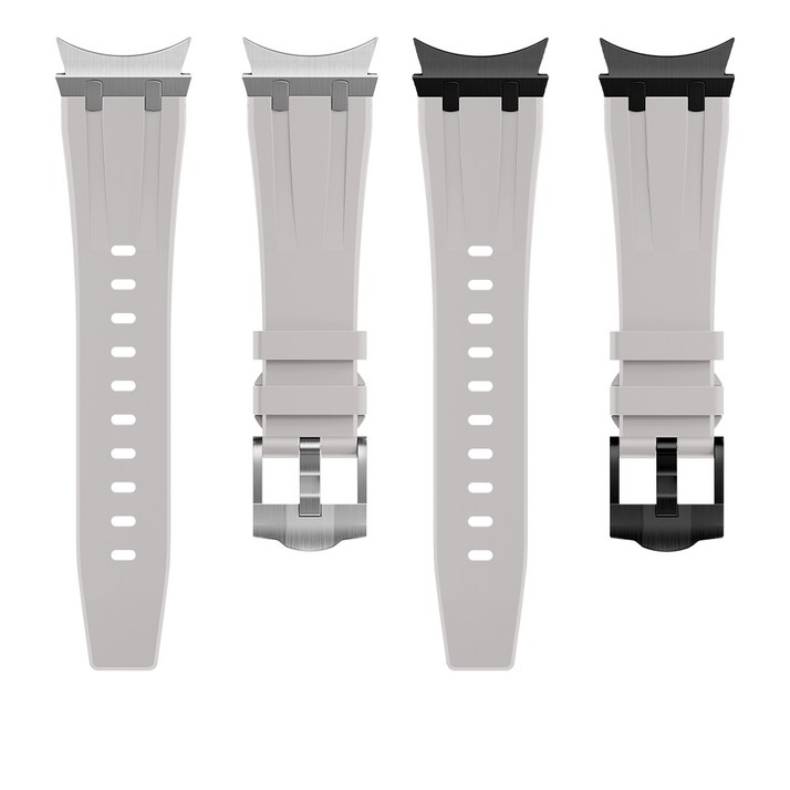 엔인원 갤럭시워치 호환 실리콘 스트랩 원터치 메탈 커넥터 스포츠 밴드 시계줄, 블랙+스타라이트