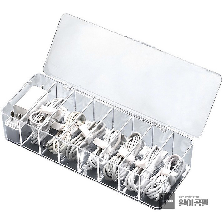 일이공팔 다용도 아크릴 이어폰 USB 케이블 정리함 뚜껑 O 11