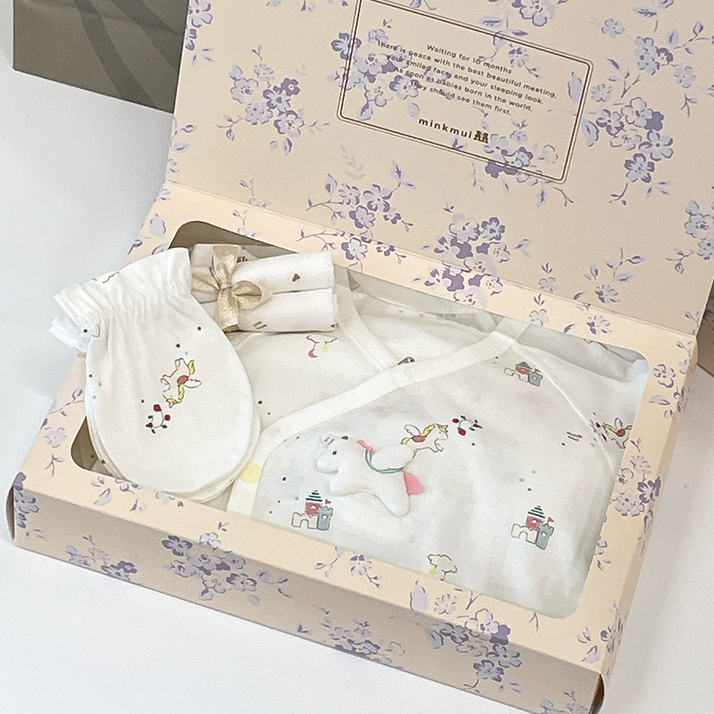 [26년 신제품] 밍크뮤 캐슬 코니 뱀부 배냇저고리 손싸개 신생아 출산선물세트