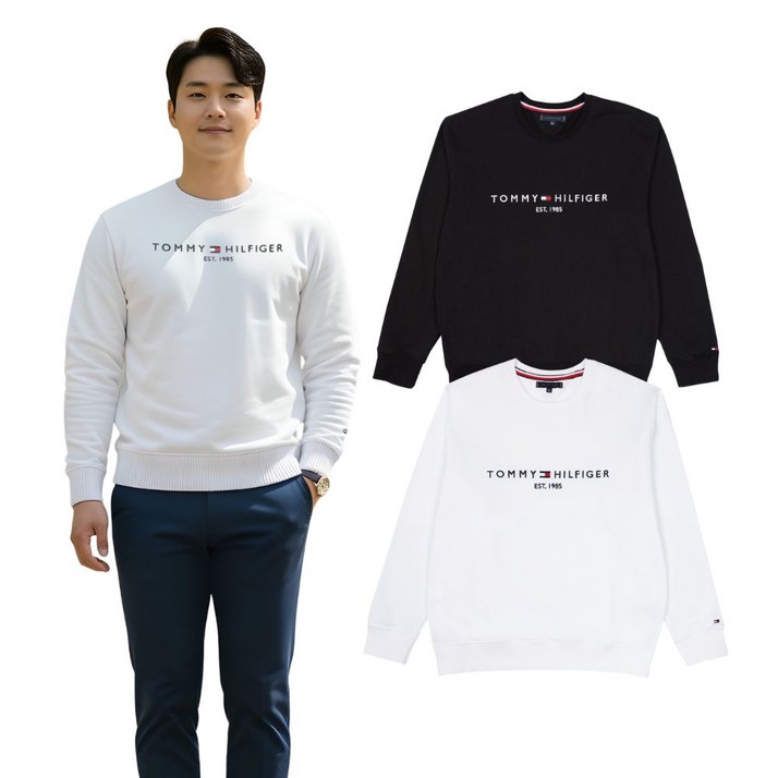 타미힐피거 남녀공용 자수 맨투맨 스웨트셔츠
