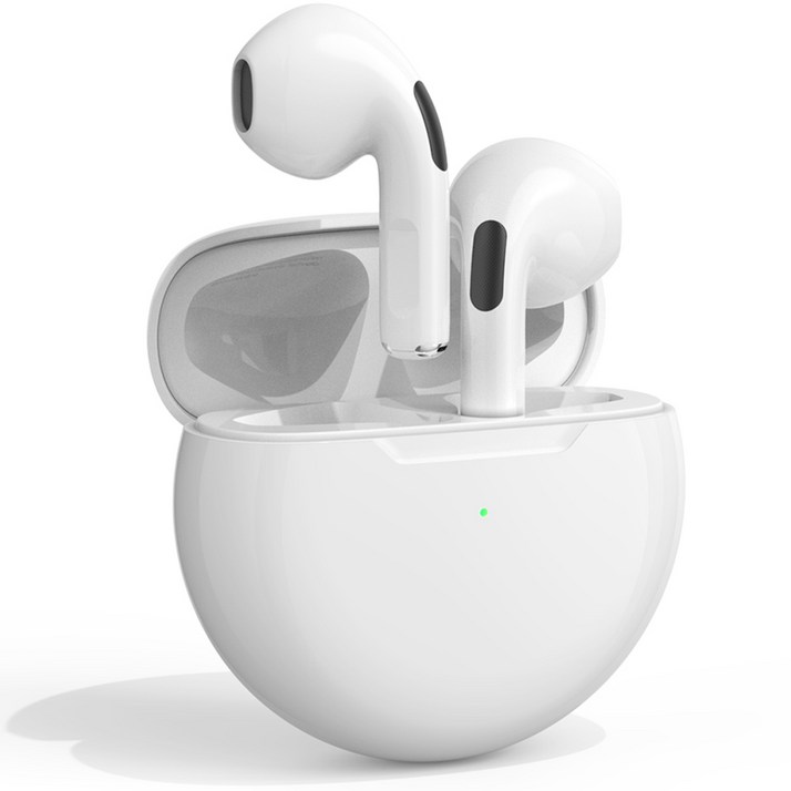 카르시아 air pro 6 TWS 스마트 터치 무선 블루투스 이어폰, 화이트