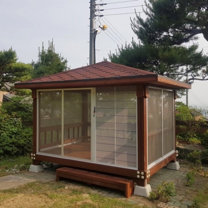 방충망 모기장 사각정자 140각 기둥, 평상두께 38mm, 루바천장, 원두막 파고라 퍼걸러 농막 오두막 야외정자