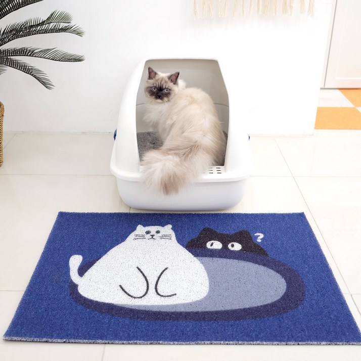 홀리무브 코일 현관 웰컴매트 PVC 고양이 화장실 매트 사막화방지, 블루, 1개