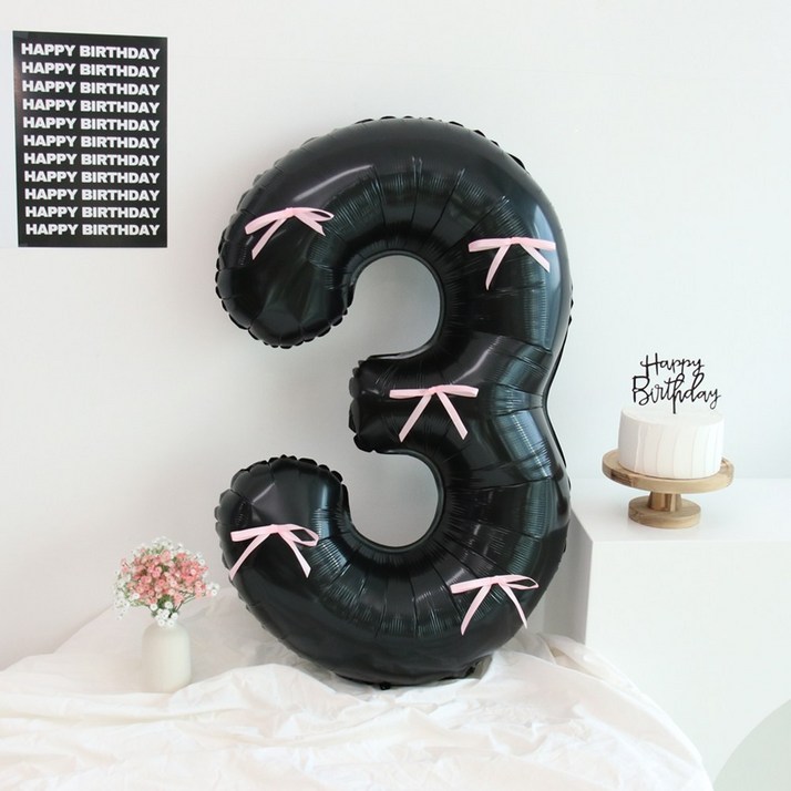 이벤트홀릭 숫자풍선 대형 리본 생일파티용품