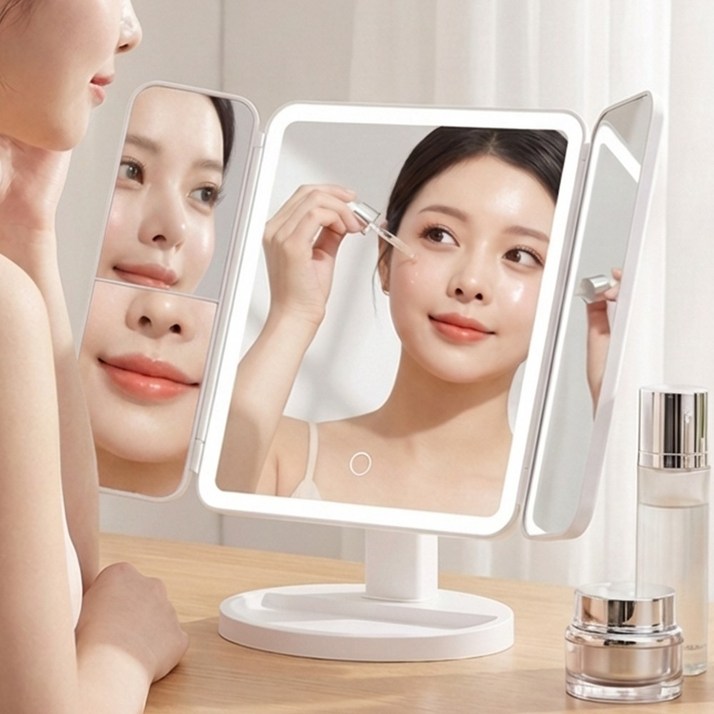 루메이크 led 화장대 탁상 거울 c타입 충전식
