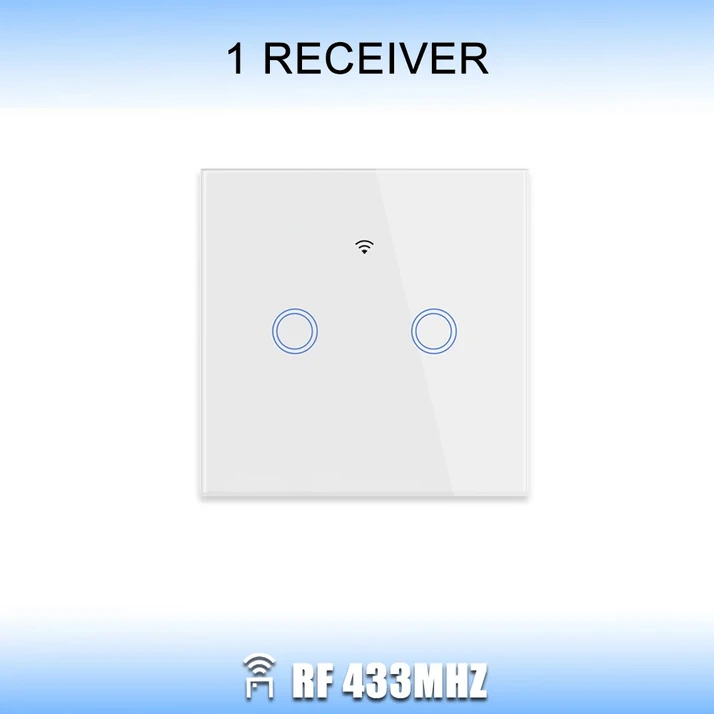 433 Mhz 무선 원격 제어 전등 스위치 RF 컨트롤러 천장 조명 팬용 강화 유리 터치 벽 패널이있는 220V 릴레