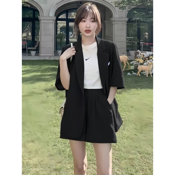 YioYcc 여성 정장 데일리룩 유니폼 상하의 투피스 루즈핏