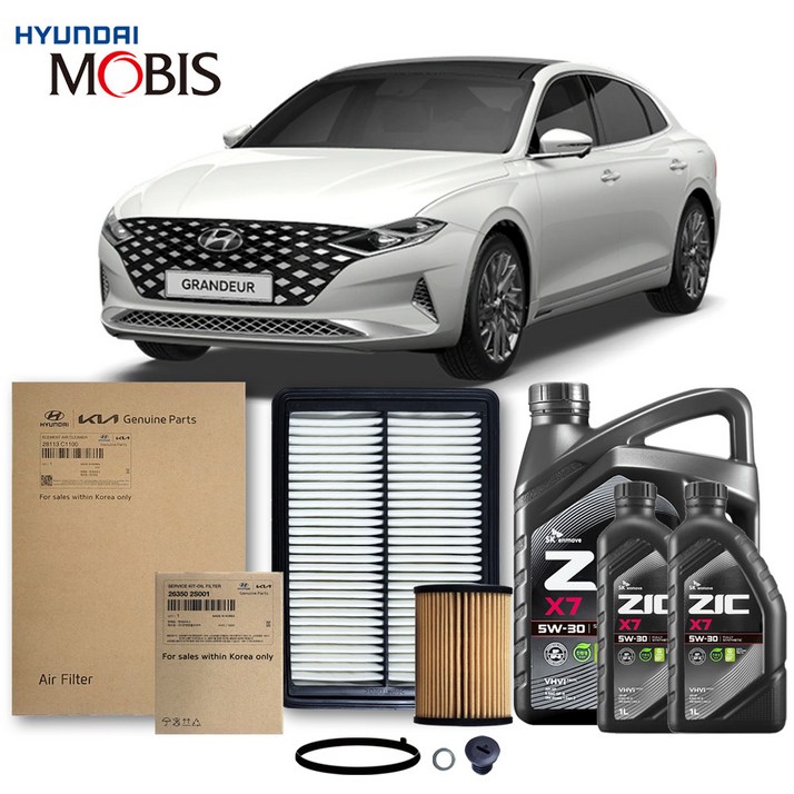 더뉴 그랜저 IG (19-22년식) 2.5 가솔린 순정필터+지크오일 5W30 3종