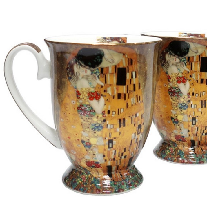 구스타프클림트 도자기 머그컵 키스 손잡이 커피컵 약260ml 홈카페 머그잔 신혼부부 커피잔