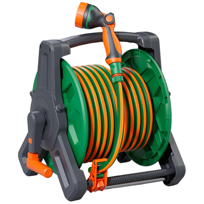 에이팩스케미칼 고급형 릴호스 30M, 20M 10종 분사기, 연결구 포함 5m 호스 추가, 녹색주황, 1개, 35M
