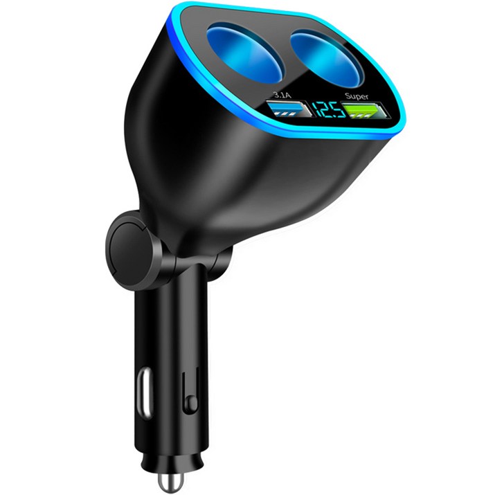 구스페리 4구 차량용 시거잭 QC3.0 66W 초고속 충전기 어댑터, 블랙, 단일상품