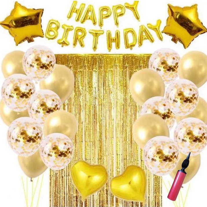생일 파티 풍선 손펌프 풍선테이프 세트