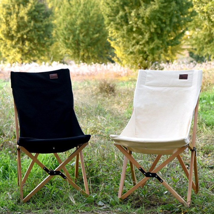 소소일상 접이식 캔버스 우드 체어 캠핑 원목 의자 감성캠핑 폴딩 라지사이즈, 원목 의자/ 아이보리