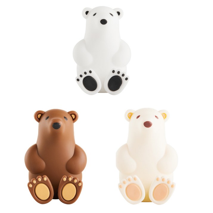 실리콘 칫솔걸이 북극곰 칫솔꽂이 다용도 캐릭터 흡착 걸이 3세트