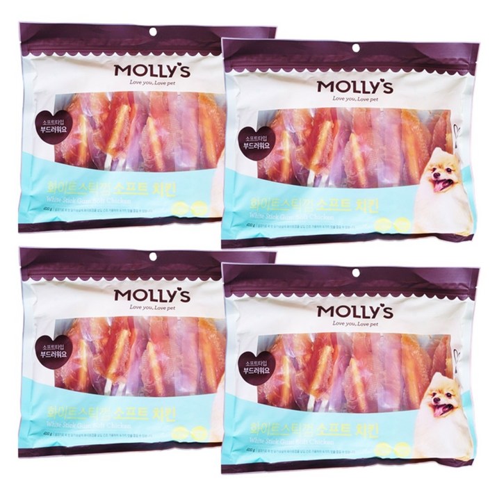 몰리스 화이트 스틱껌 소프트 치킨 400g 부드러운 애견 펫 간식 반려견 치아관리