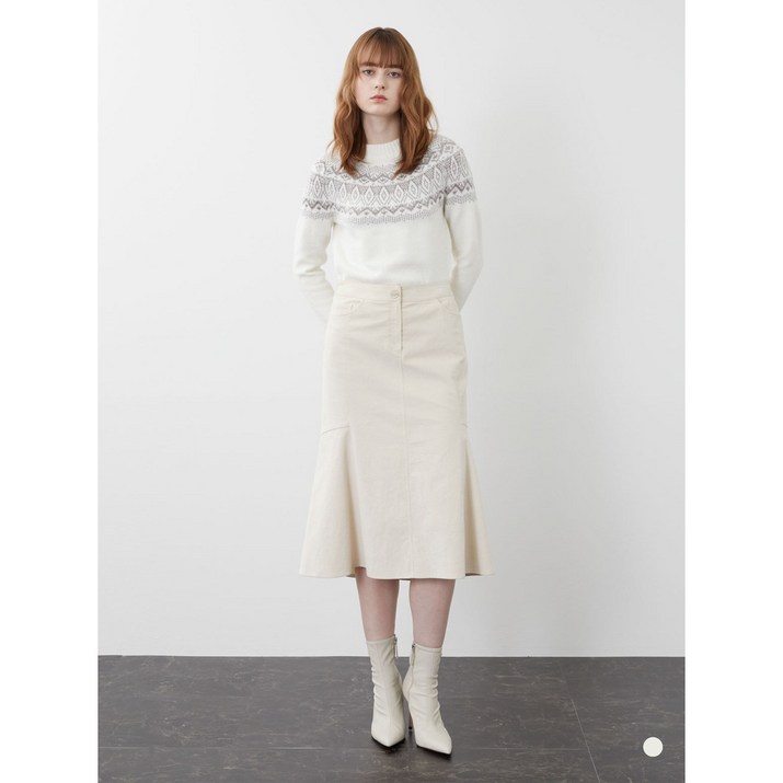올리비아로렌 신상품 단색 머메이드 코듀로이 스커트 VVCDK3W9271
