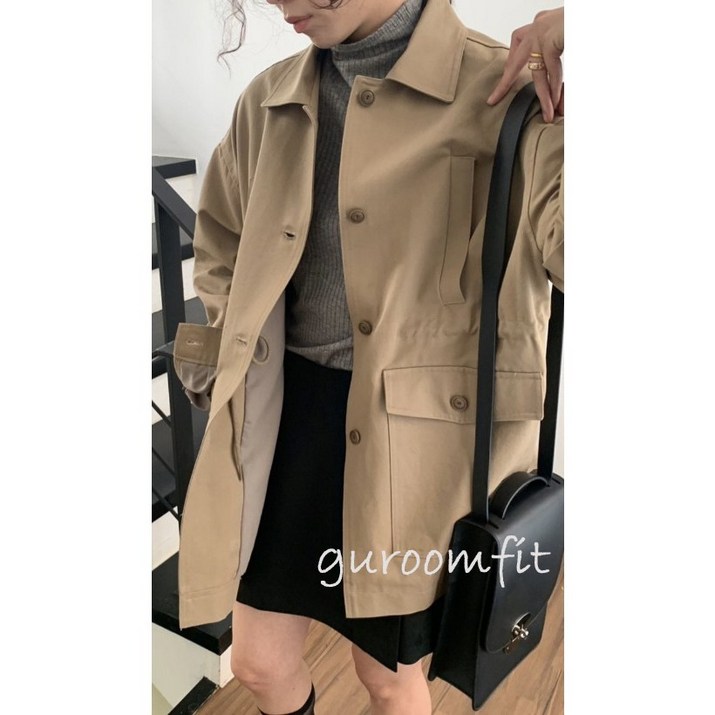 드온도 스트링 하프 야상 여성 봄 가을 점퍼