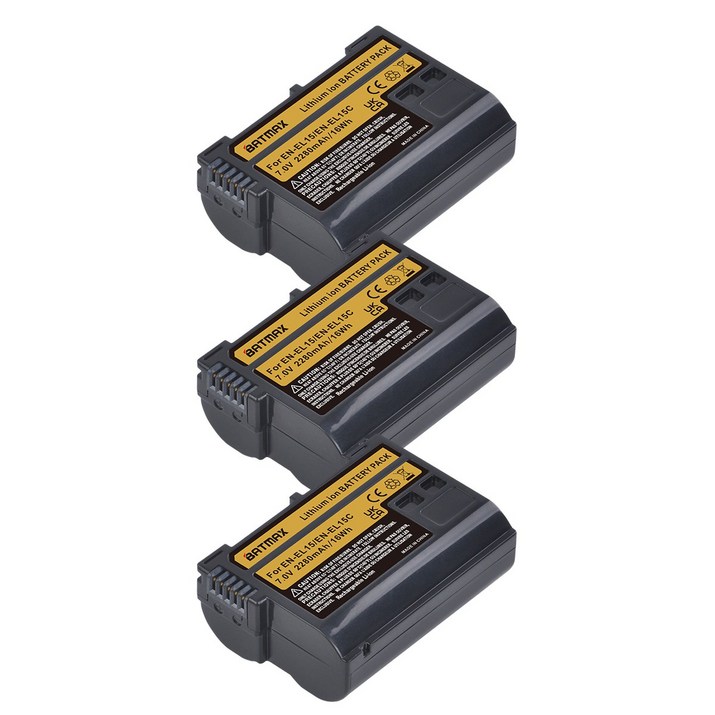 Batmax 2280mAh EN-EL15C 배터리 + Nikon Z5,Z6,Z6 ii,Z6 iii,Z7,Z7ii,Z8,ZF,D600,D610,D800,D810,D850용 L