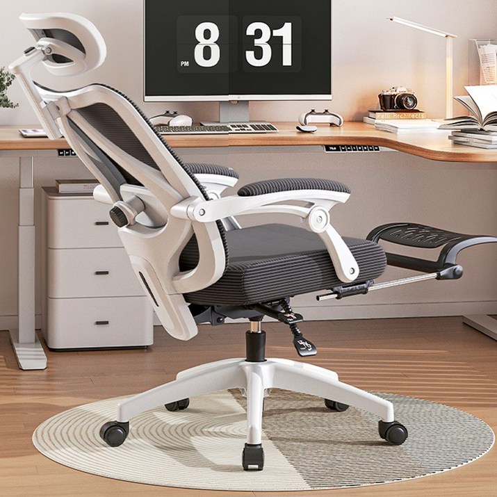 Homey Nest 컴퓨터의자 독립 스프링 고급 책상용 사무용 사무실의자, 화이트 Homey Nest 컴퓨터의자 독립 스프링 고급 책상용 사무용 사무실의자, 화이트