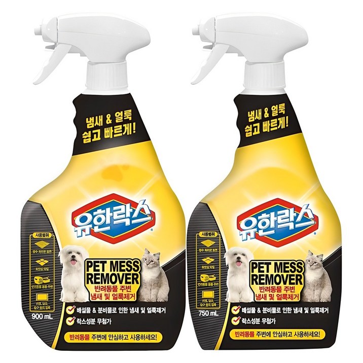 유한락스 펫 메스 리무버 탈취제 900ml 750ml, 1세트