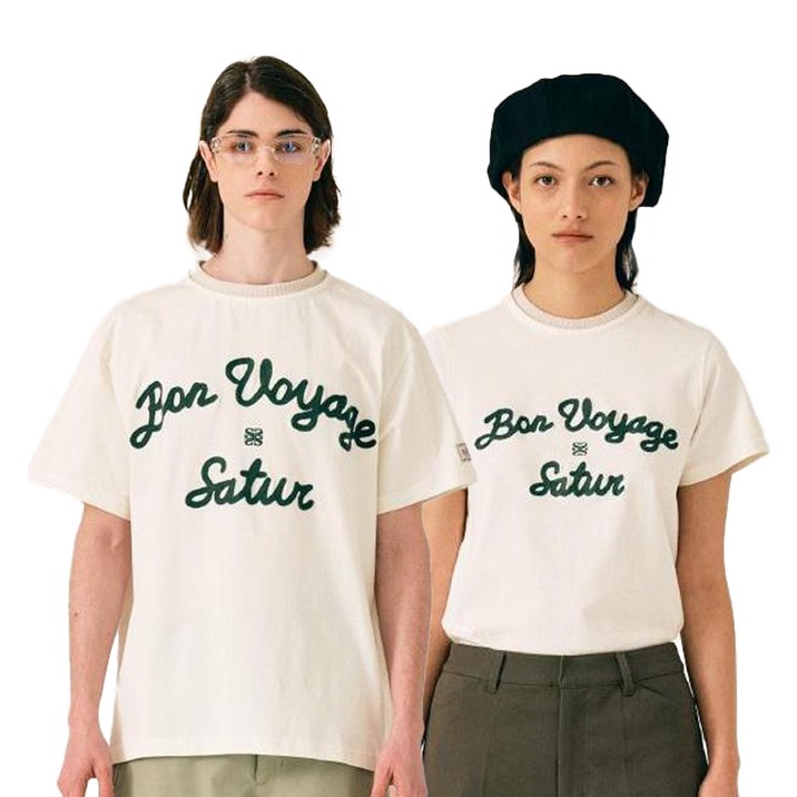 세터 남녀공용 로고 자수 보야지 반팔 티셔츠