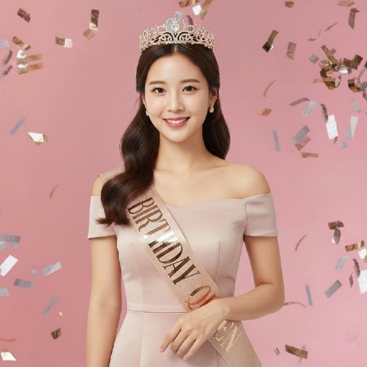 크리스탈 티아라 왕관 여왕 어깨띠 생일 파티 세트