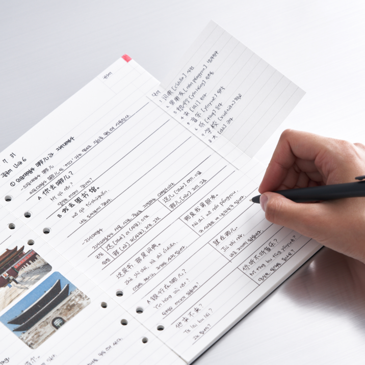 리바인더 2개입 6공 스프레드 노트 A5 유선 그리드, 그레이 (그리드)