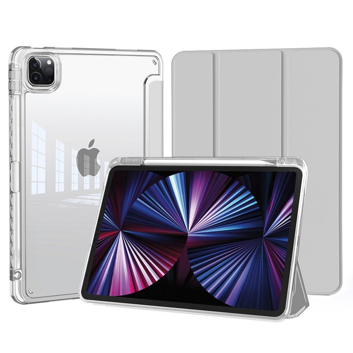 DANYCASE 아이패드 스마트 투명 펜 슬롯 스타일 케이스, 회색 DANYCASE 아이패드 스마트 투명 펜 슬롯 스타일 케이스, 회색