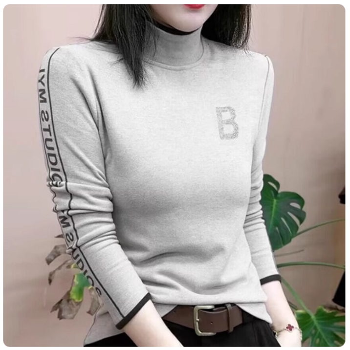 쌍천 여성 봄 가을 겨울 여자 골프 의류 캐주얼 탑 긴팔 티셔츠 터틀넥 따뜻한 여자 골프티셔츠 중년여성 이너티 A25122015