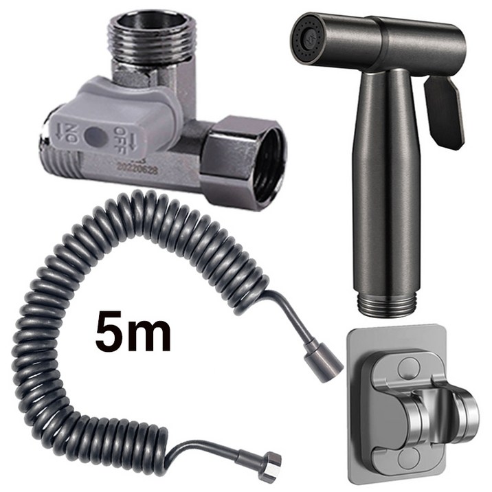 스테인레스 304욕실건  코일호스 5m  2구 분배기 부착거치대 세트