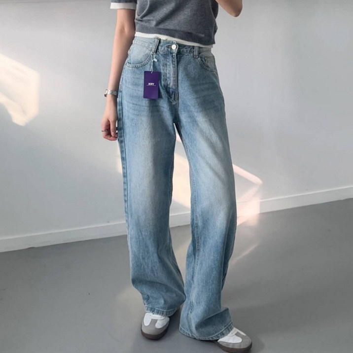 다올샵 여성 와이드핏 난스판 반밴딩 통 청바지 3단기장 (키별선택) 5컬러 5사이즈