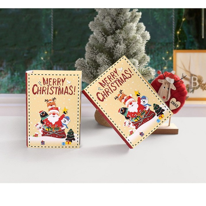 크리스마스 책 북 모양 디자인 구디백 선물 기프트 포장 상자 단체 답례품 고급 박스 사탕 양말 쿠키 과자 교회 학원 학교 어린이집 유치원 동아리 대학교 모임