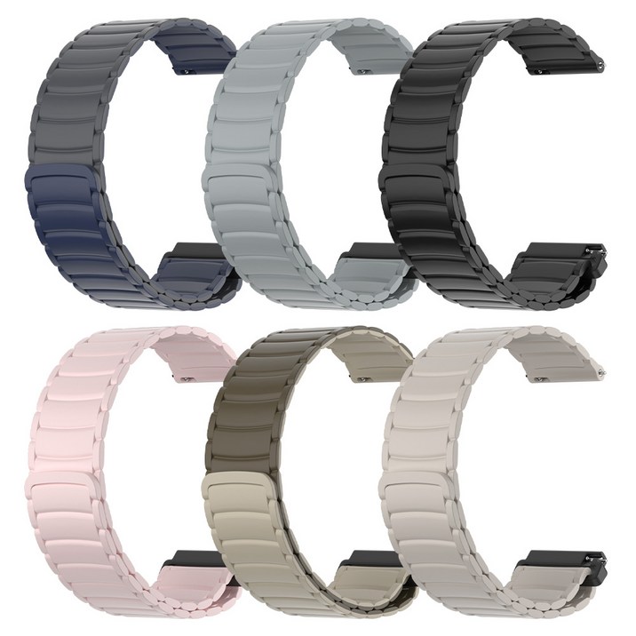 와피크 스마트워치 일체형 실리콘 마그네틱 스트랩 22mm 갤럭시워치 호환, 그레이, 1개