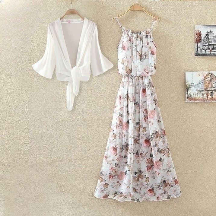 Asure 여성 여름 원피스 투피스 가디건나시원피스 바캉스원피스