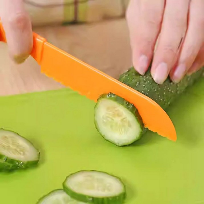 2 4 6개구성 무독성 어린이 안전칼 유아 칼 아동 소꿉놀이 아동칼 KC인증, 6개, 주황