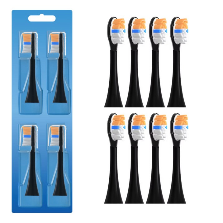 [호환] 큐클래스 전동칫솔 호환 리필모 HX3/HX6/HX9 전동칫솔용 프리미엄 올인원 A3 호환모, 2세트, 블랙, HX9092