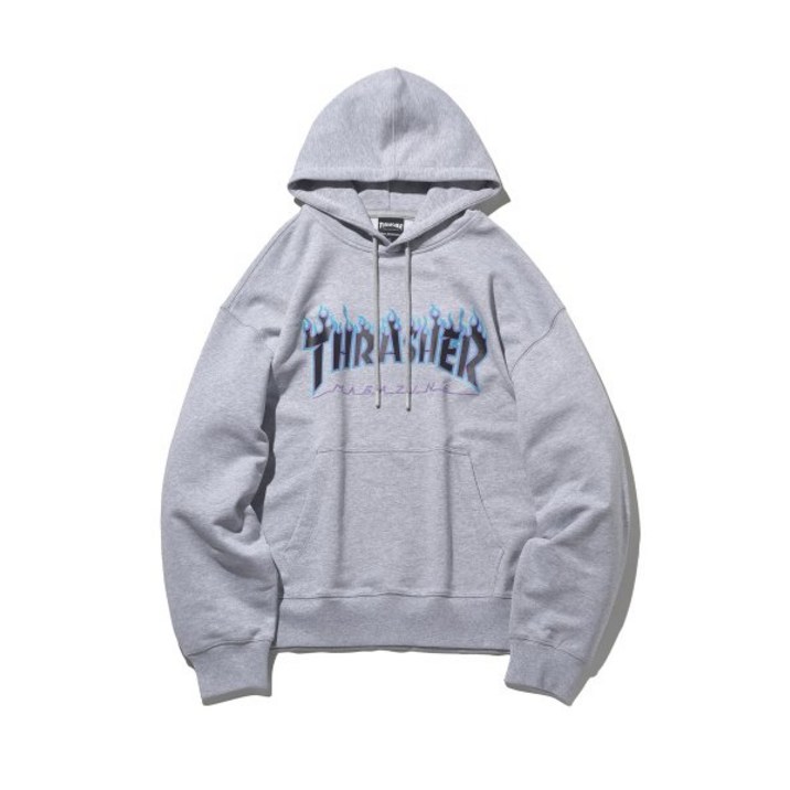 [국내매장판] 트레셔 후드티 플레임 로고 후디 멜란지 그레이 497355