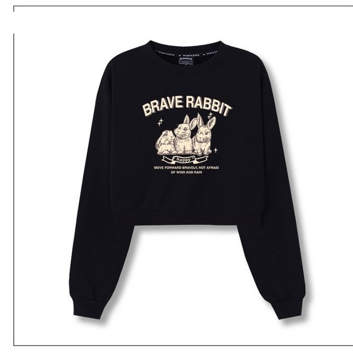 PINK LITCHI 가을 긴팔 티셔츠 루즈핏 여성 쇼트 라운드넥 맨투맨 ru1011YE7