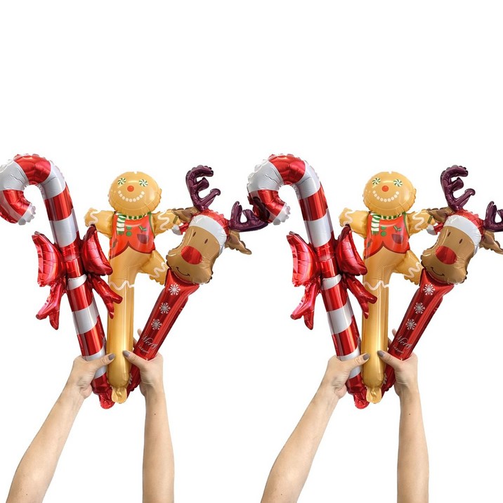레인보우칩스 크리스마스 막대 풍선 세트 총 6개, 막대풍선 3종 총6개 세트