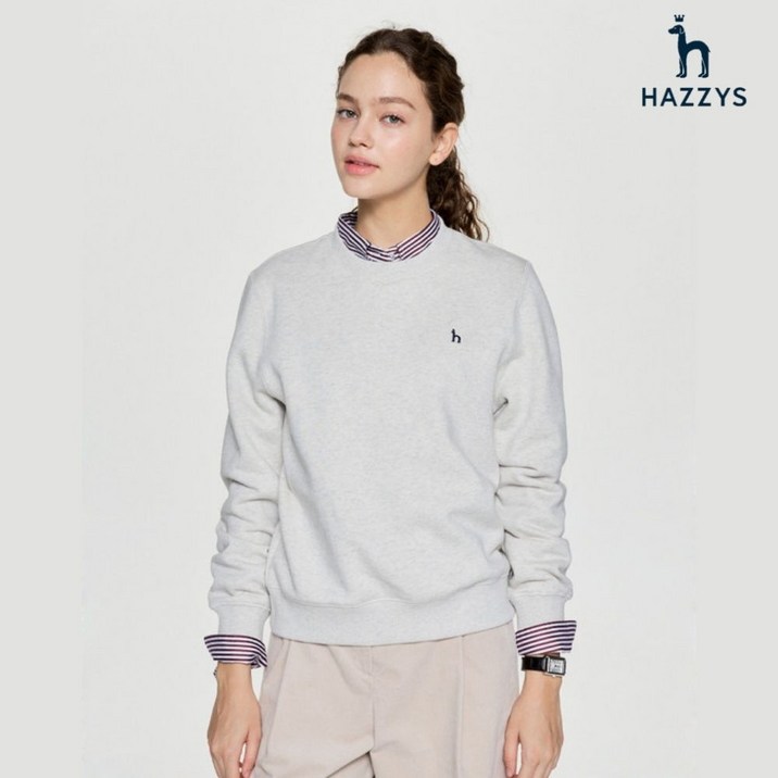백화점정품 26년NEW 헤지스레이디스 HAZZYS 25FW 아이코닉 SETUP 코튼 블렌드 기모 스웨트셔츠 HSTS5D901 5D901