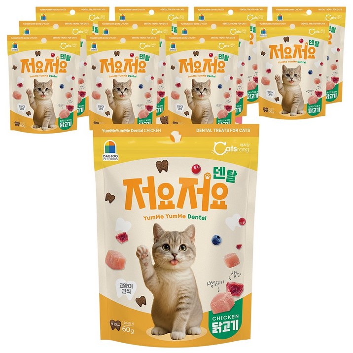 캐츠랑 고양이 저요저요 덴탈 간식, 닭고기, 60g, 12개