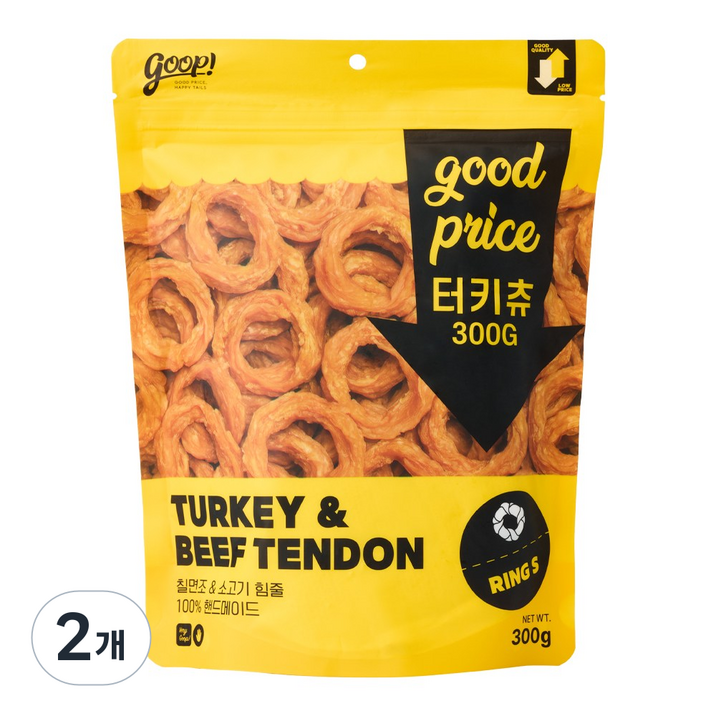 구프 터키츄 강아지간식 육포, 2개, 300g, 링 S