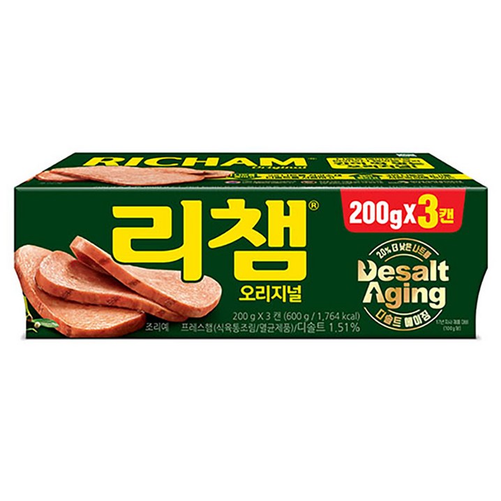 리챔 오리지널 햄통조림, 200g, 3개 리챔 오리지널 햄통조림, 200g, 3개